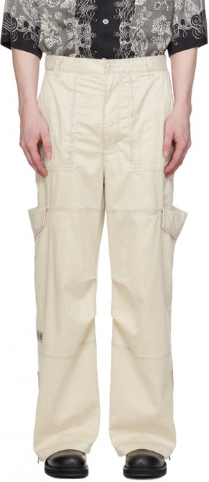 Бежевые брюки карго из выцветшей искусственной кожи Acne Studios