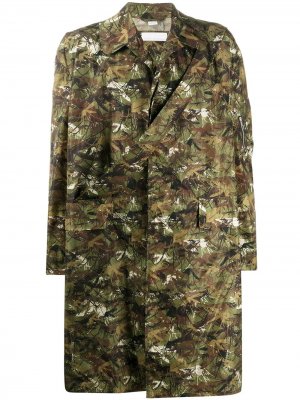Однобортное пальто с камуфляжным принтом Random Identities. Цвет: зеленый