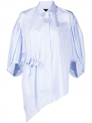 Полосатая рубашка с оборками Simone Rocha. Цвет: синий