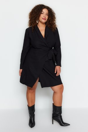 Платье больших размеров – черное базовое , черный Trendyol