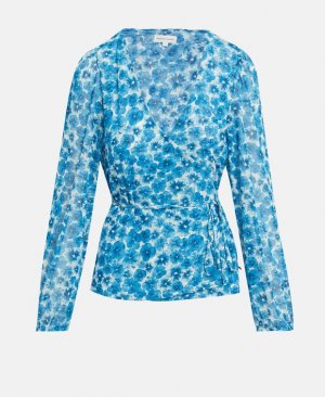 Блузка с запахом , лазурный синий Fabienne Chapot