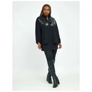 Блузка женская , оверсайз, с аппликацией, черный, большие размеры (50-60) MAT fashion. Цвет: черный