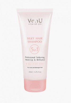 Шампунь Von U очищение и мягкость для ослабленных поврежденных волос Шелк 5 в 1 / Silky Hair Shampoo 200 мл. Цвет: розовый