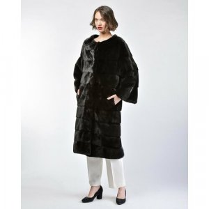 Пальто , норка, размер 40, черный Manakas Frankfurt. Цвет: черный