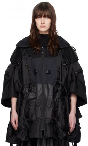Черное пальто со вставками Junya Watanabe