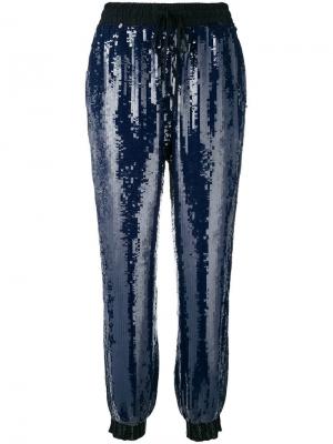 Спортивные брюки с пайетками Hilfiger Collection. Цвет: синий