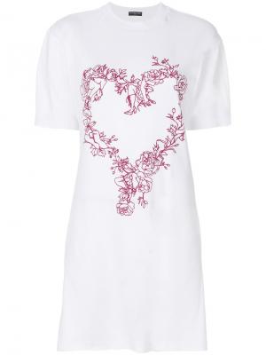 Платье-футболка с цветочной отделкой Love Heart Alistair James. Цвет: белый