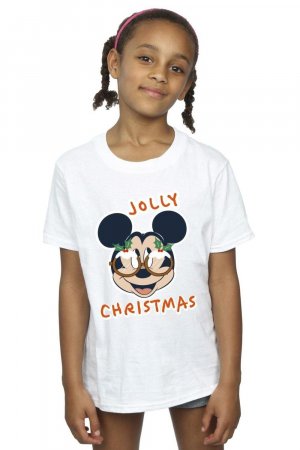 Хлопковая футболка с Микки Маусом «Веселые рождественские очки» , белый Disney