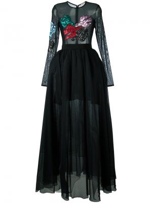 Embellished sheer maxi dress Daniele Carlotta. Цвет: чёрный