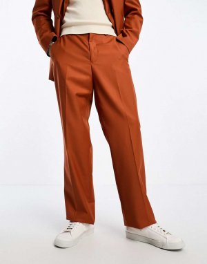 Ярко-оранжевые костюмные брюки оверсайз Sixth June