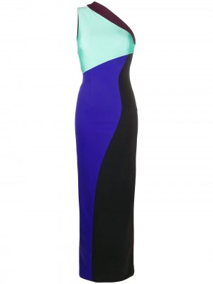 Длинное приталенное платье асимметричного кроя Fausto Puglisi. Цвет: черный