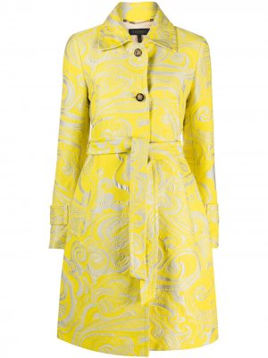 Однобортное пальто с принтом пейсли Escada. Цвет: желтый