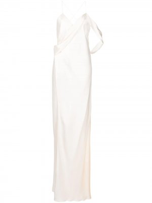 Вечернее платье макси с запахом Michelle Mason. Цвет: белый
