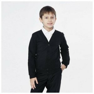 Школьный кардиган для мальчика, цвет чёрный, рост 158 см Модные Ангелочки