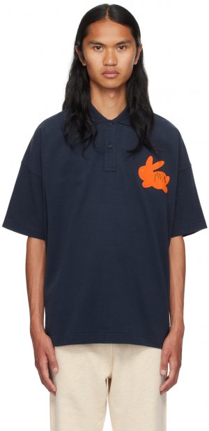 Темно-синяя футболка-поло с изображением кролика JW Anderson