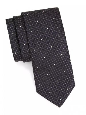Шелковый галстук в горошек , синий Canali