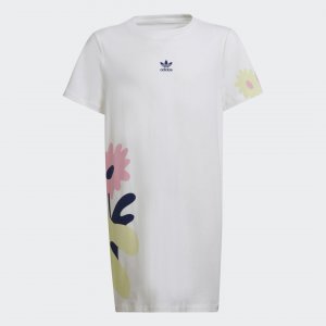Платье-футболка с цветочным принтом Originals adidas. Цвет: белый