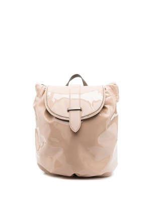 Лакированный рюкзак с кулиской Brunello Cucinelli. Цвет: нейтральные цвета