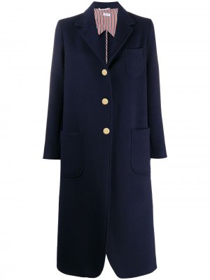 Кашемировое пальто Thom Browne. Цвет: синий