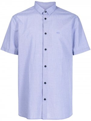 Рубашка с короткими рукавами и вышитым логотипом Armani Exchange. Цвет: синий
