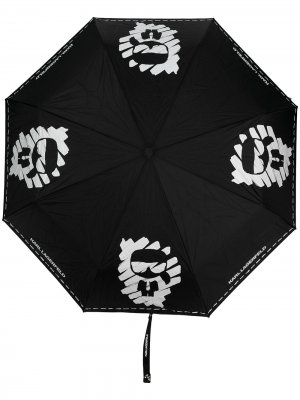 Зонт K/Ikonik с принтом граффити Karl Lagerfeld. Цвет: черный