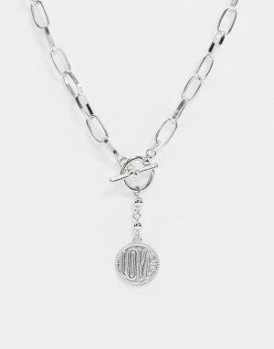 Серебристое ожерелье из массивной цепочки с подвеской -Серебряный Pieces