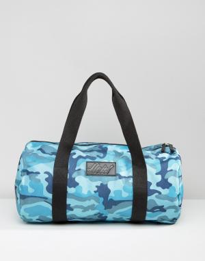 Стеганая сумка с синим камуфляжным принтом Heist. Цвет: синий
