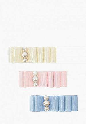 Заколки 3 шт. Milledeux коллекция Pearl Grosgrain, айвори, светло-розовый и небесно-голубой. Цвет: разноцветный