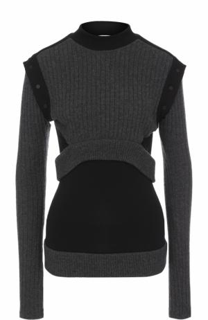 Приталенный шерстяной пуловер Paco Rabanne. Цвет: серый