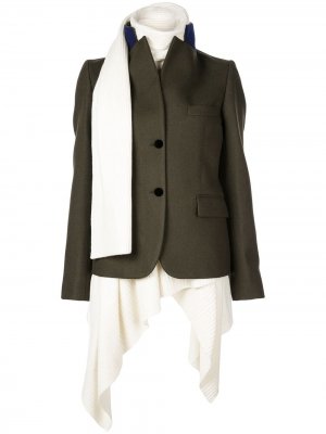 Многослойное пальто sacai. Цвет: зеленый