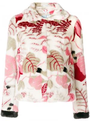 Фактурное пальто с цветочным принтом Shrimps. Цвет: разноцветный
