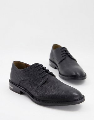 Черные туфли дерби из фактурной кожи Walk London Oliver-Черный цвет