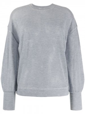 Кашемировый свитер с круглым вырезом и перфорацией Eres. Цвет: серый