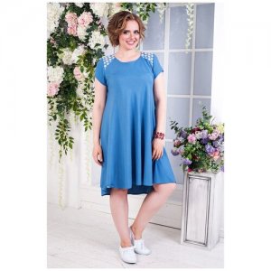 Платье , повседневное, полуприлегающее, миди, размер 52, синий Angela Ricci. Цвет: синий