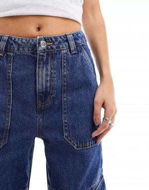 Мешковатые джинсы-карго цвета темного индиго Miss Selfridge