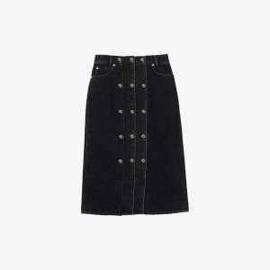 Джинсовая юбка миди с высокой посадкой на пуговицах , цвет noir / gris Sandro
