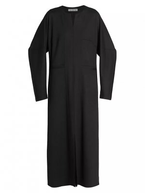 Шерстяное платье макси с длинными рукавами , черный Issey Miyake