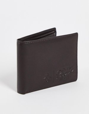 Коричневый кожаный складной бумажник -Коричневый цвет Original Penguin