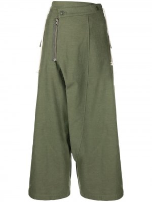 Укороченные брюки широкого кроя Yohji Yamamoto. Цвет: зеленый