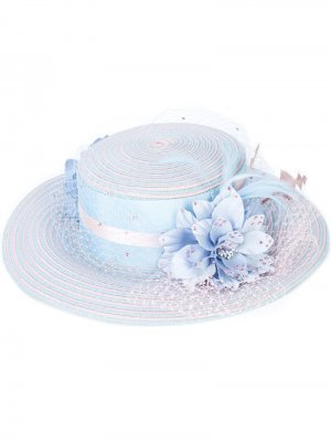 Шляпа с цветочной аппликацией Gigi Burris Millinery. Цвет: синий
