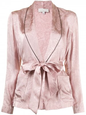 Атласный пиджак с жаккардовым узором Fleur Du Mal. Цвет: розовый