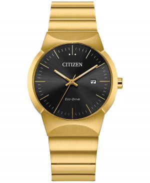 Женские часы Axiom Eco-Drive с золотистым браслетом из нержавеющей стали, 32 мм , черный Citizen