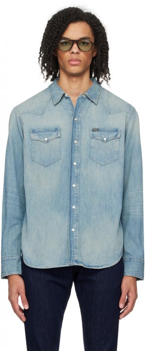 Синяя джинсовая рубашка в стиле вестерн , цвет RL western Polo Ralph Lauren