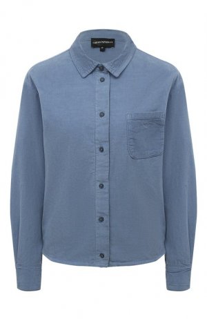 Хлопковая рубашка Emporio Armani. Цвет: синий