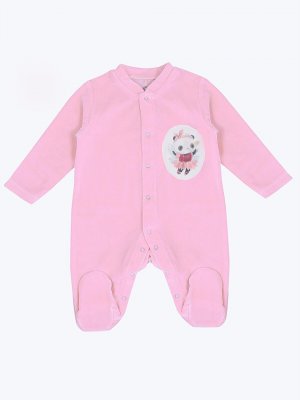Комбинезон для маленьких девочек с круглым вырезом и длинными рукавами LUGGİ BABY, светло-розовый Baby