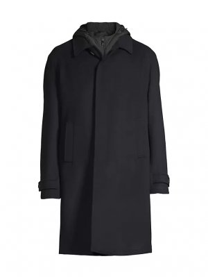 Шерстяное пальто с капюшоном , темно-синий Corneliani