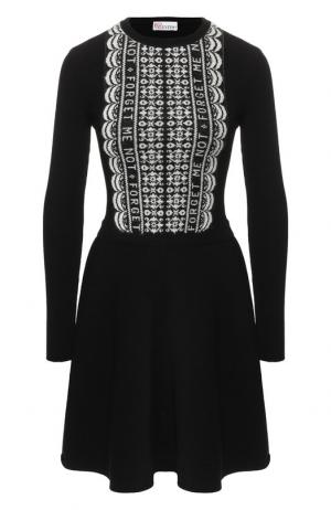 Вязаное платье с вышитым принтом REDVALENTINO. Цвет: черный