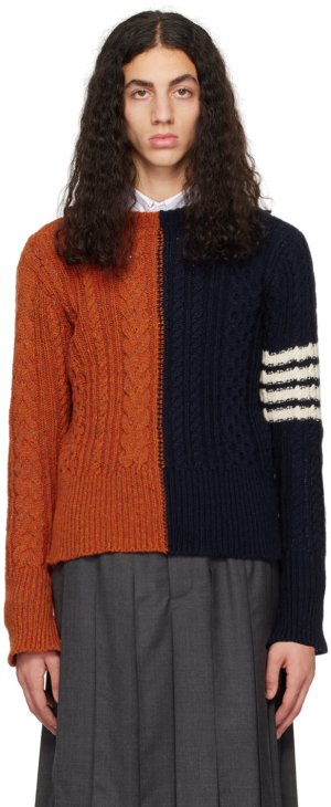 Оранжевый свитер с полосками 4 Thom Browne
