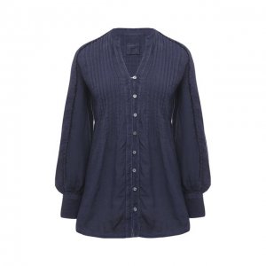 Льняная блузка 120% Lino. Цвет: синий