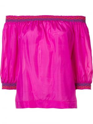 Off-shoulders three-quarters sleeve blouse Trina Turk. Цвет: розовый и фиолетовый